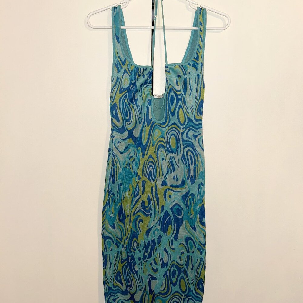 Zara Blue and Green Swirl Maxi Dress